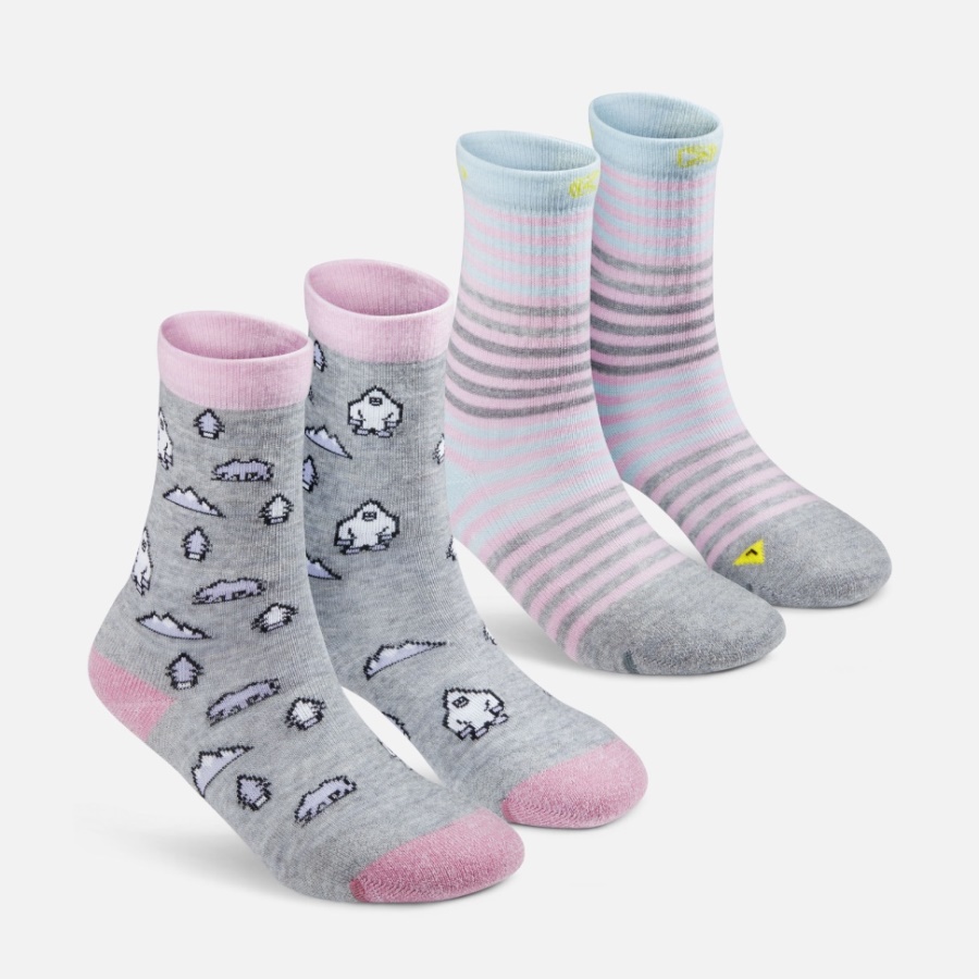 Lot De 2 Paires De Chaussettes Confortables Pour Enfants à Imprimé Yéti Plumes